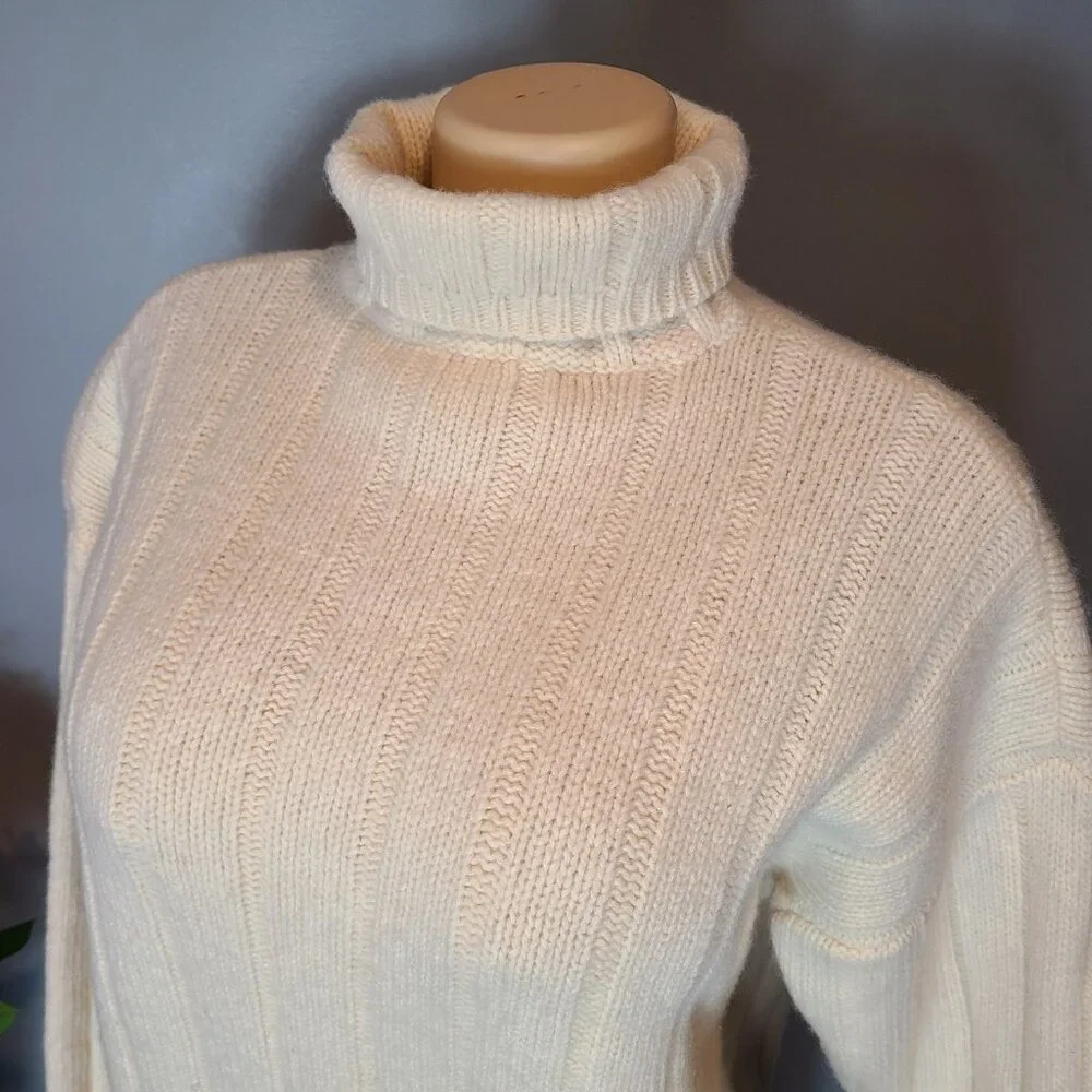 VTG Express Tricot Cable Knit‎ Sweater Women Medium Lambs Wool 90s Y2K Old Money